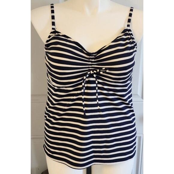 Lands' End Other - Lands End Women's V Neck Strappy Tankini Swimsuit Underwire Top Striped Size 16